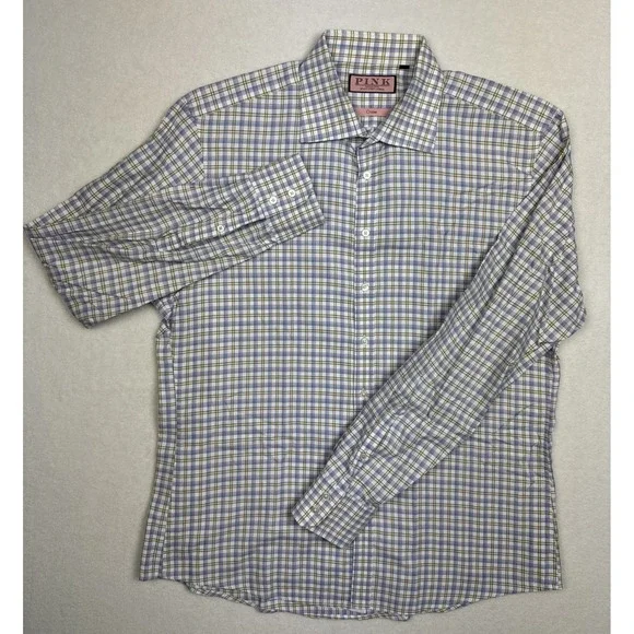 Thomas Pink Cruise Shirt Men‎ XL 17 43cm Multicolor Plaid 100% Cotton PAW14 - Picture 4 of 8